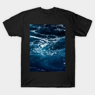 Wavy foamy dark blue sea water Aerial photograph waves ocean summer splash aqua T-Shirt